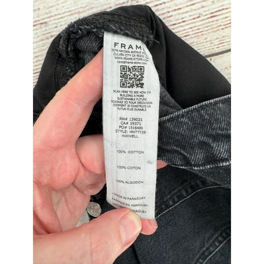 FRAME High Rise Tapered Jeans Womens 25 Inkwell Black Cotton HNTT726 - Picture 5 of 8
